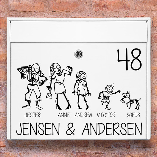 Postkasse stickers – #1 Zombie familie wallsticker til postkasse