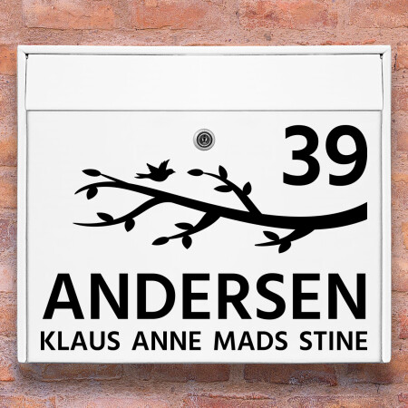 Postkasse stickers - Gren wallsticker til postkasse