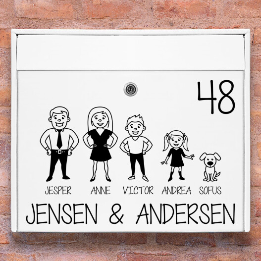 Postkasse stickers – #2 familie wallsticker til postkasse hvid