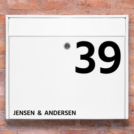 postkasse sticker - Stort husnummer med navn wallsticker til postkasse
