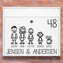 Tændstik familie - postkasse stickers