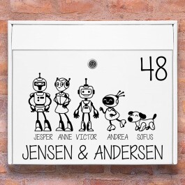 Robot familie - Postkasse stickers